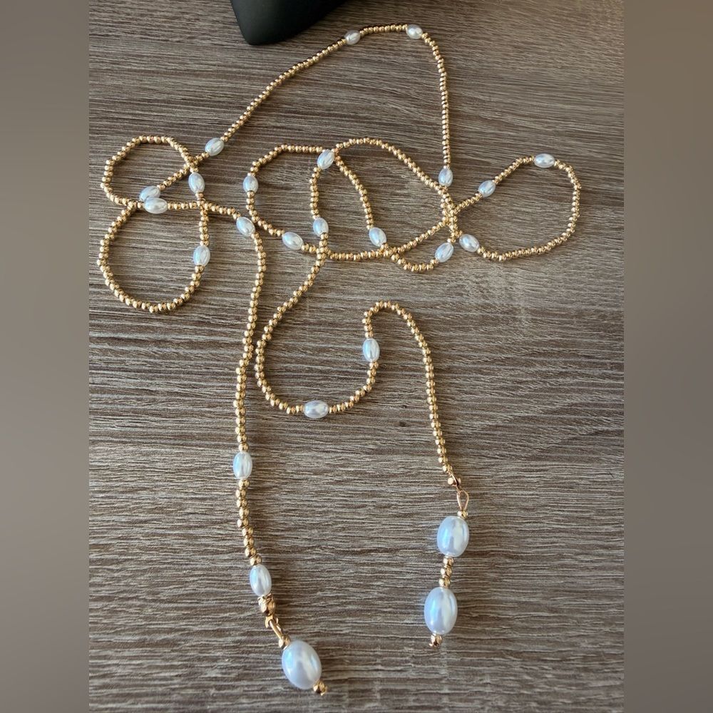 Elegant Gold and Pearl Necklace N1171 - Picture 3 of 4